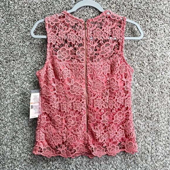 Nanette Lepore Top Women’s Small Rosetta Pink Crochet Lace Sleeveless Tank NWT - Picture 5 of 6